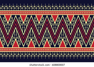 Geometric ethnic pattern traditional Design for background,carpet,wallpaper,clothing,wrapping,Batik,fabric,sarong,Vector illustration embroidery style.
