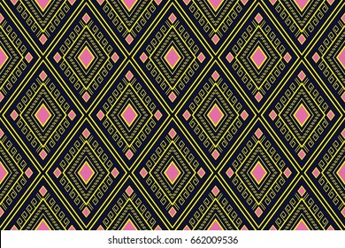 Geometric ethnic pattern traditional Design for background,carpet,wallpaper,clothing,wrapping,Batik,fabric,sarong,Vector illustration embroidery style.
