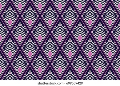 Geometric ethnic pattern traditional Design for background, carpet, wallpaper, clothing, wrapping, Batik, fabric, sarong, Vector illustration embroidery style.