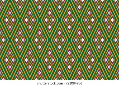 Geometric ethnic pattern traditional Design for background,carpet,wallpaper,clothing,wrapping,Batik,fabric,sarong,Vector illustration embroidery style.
