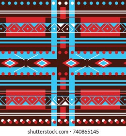Geometric ethnic pattern traditional Design for background,carpet,wallpaper,clothing,wrapping,Batik,fabric,sarong,Vector illustration embroidery style.