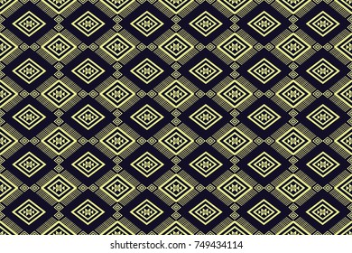 Geometric ethnic pattern traditional Design for background,carpet,wallpaper,clothing,wrapping,Batik,fabric,sarong,Vector illustration embroidery style.