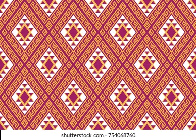 Geometric ethnic pattern traditional Design for background,carpet,wallpaper,clothing,wrapping,Batik,fabric,sarong,Vector illustration embroidery style.