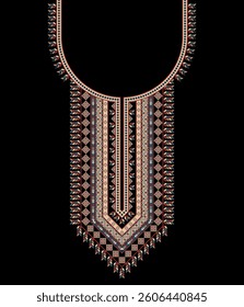 Geometric Ethnic pattern traditional embroidery. Aztec luxury necklace style vector. Design for fashion women or men clothing, kaftan and fabric textile