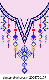 Geometric Ethnic pattern traditional. Floral necklace embroidery design for fashion women, clothing, wrapping, background, wallpaper, vector and illustration