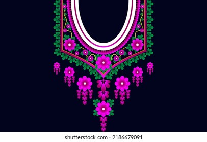 Geometric Ethnic  pattern traditional .flower necklace embroidery design for fashion women.background,wallpaper,clothing and wrapping.