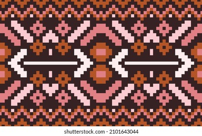  patrón geométrico étnico tradicional sobre fondo negro. cosido cruzado. ilustración vectorial. papel pintado, envoltura, batik. Ropa de púxel, estilo bordado. Ilustración vectorial. tela, 