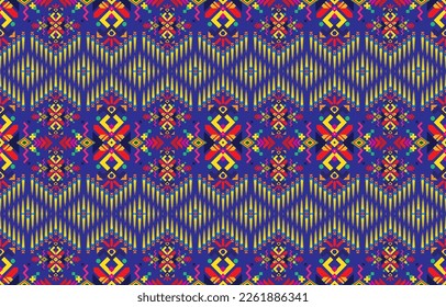 Geometric ethnic pattern. Traditional oriental Indian ikat design for background, print, border wrapping, batik, fabric, vector illustration.