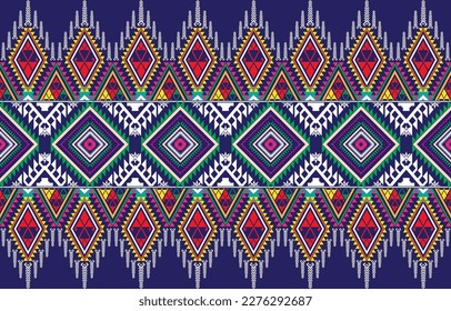 Geometric ethnic pattern. Traditional oriental Indian ikat design for background, print, border wrapping, batik, fabric, vector illustration.
