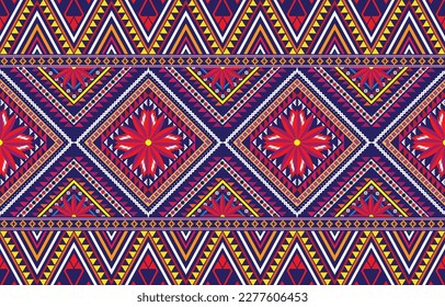Geometric ethnic pattern. Traditional oriental Indian ikat design for background, print, border wrapping, batik, fabric, vector illustration.