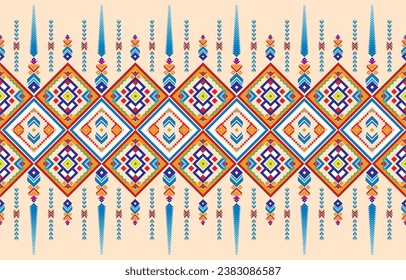 Geometric ethnic pattern. Traditional oriental Indian ikat design for background, print, border wrapping, batik, fabric, vector illustration.