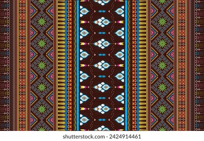 Patrón étnico geométrico. Diseño tradicional indio oriental ikat para el fondo, impresión, envoltura de borde, batik, tela, ilustración vectorial.