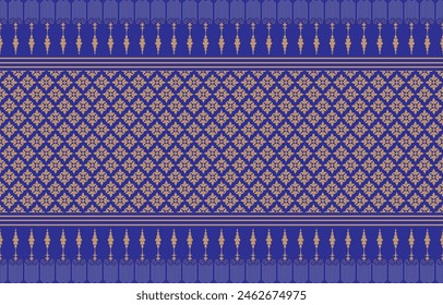 Patrón étnico geométrico. Diseño tradicional indio oriental ikat para el fondo, impresión, envoltura de borde, batik, tela, Ilustración vectorial.
