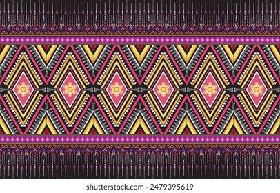 Geometric ethnic pattern. Traditional oriental Indian ikat design for background, print, border wrapping, batik, fabric, vector illustration.