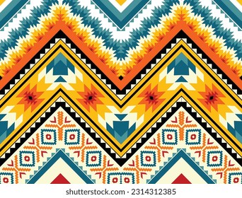 El patrón geométrico étnico del estilo tradicional. Navajo, patrones indios de América. Diseño para fondo, papel pintado, ropa, envoltura, Batik, tela e impresiones. Ilustración vectorial.