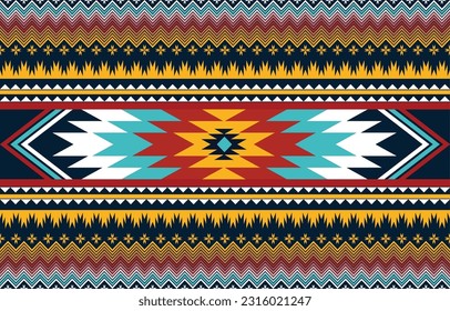 The geometric ethnic pattern of traditional style. Navajo, America Indian patterns. Design for background, wallpaper, clothing, wrapping, Batik, fabric, and prints. Vector illustration.