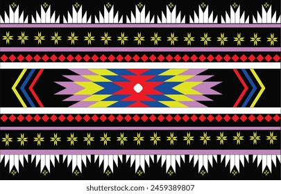 Das geometrische ethnische Muster des traditionellen Stils. In: Navajo, America Indian Patterns. Design für Hintergrund, Bildschirmhintergrund, Kleidung, Verpackung, Batik, Stoff und Drucke. Vektorillustration.