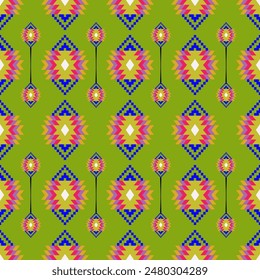 El patrón étnico geométrico del estilo tradicional. Navajo, patrones indios americanos. Diseño para fondo, Fondo de pantalla, vestimenta, envoltura, Batik, tela y estampados. Ilustración vectorial.