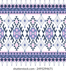 Das geometrische ethnische Muster des traditionellen Stils. In: Navajo, America Indian Patterns. Design für Hintergrund, Bildschirmhintergrund, Kleidung, Verpackung, Batik, Stoff und Drucke. Vektorillustration.