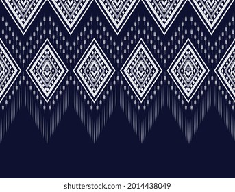 
Geometric ethnic pattern traditional Texture design, Dark blue pattern for fashion,carpet,wallpaper,clothing,wrapping,Batik,fabric,clothes, Fashion, in Vector illustration embroidery style.eps