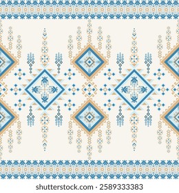 Geometric ethnic pattern, traditional tribal style. Design for fabric, clothing, wrapping, textile, batik, carpet, curtain, cushion, bedspread, wallpaper, illustration, background and embroidery.