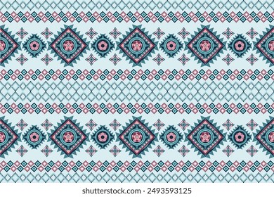 Patrón étnico geométrico,
Tejido tribal nativo americano, azulejo, Vector,
ilustración diseño, menta, flor,  