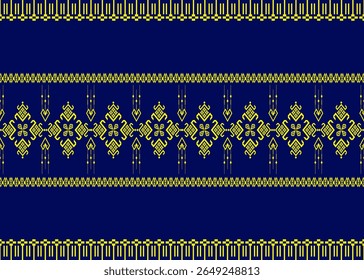 Geometric Ethnic pattern, 
tribal fabric, tile, carpet, vector, 
illustration design, on yellow and navy blue background 