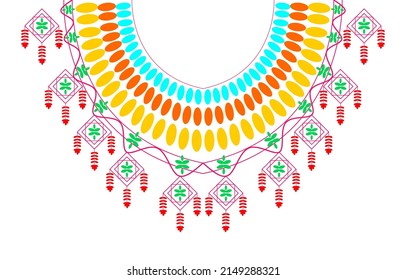 Geometric ethnic pattern. Ethnic tribal traditional orientation neckline design. Seamless pattern for print, fabric print, wallpaper, wrapping, blouse, neckline, borderline, collar border, etc. 