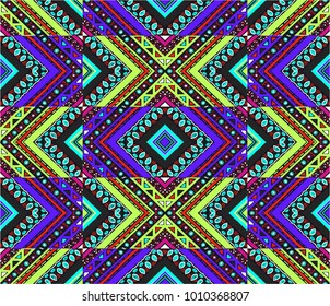 Geometric ethnic pattern. Tribal  vector texture. Seamless striped  pattern in Aztec style. Figure tribal  embroidery. Indian, Scandinavian, Slavic, Mexican, folk ornament. 