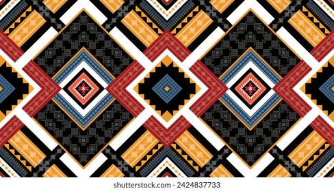 Geometric Ethnic pattern vector. African, American, Mexican, Western Aztec motif striped and bohemian pattern. designed for background,wallpaper,print, carpet,wrapping,tile,batik.vector illustratoin.