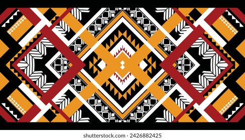 Geometric Ethnic pattern vector. African, American, Mexican, Western Aztec motif striped and bohemian pattern. designed for background,wallpaper,print, carpet,wrapping,tile,batik.vector illustratoin.