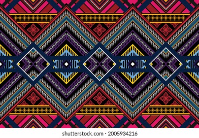 Geometric ethnic pattern vector background. seamless pattern traditional,Design for background, wallpaper, Batik, fabric, carpet, clothing, wrapping, and textile. Colorful ethnic pattern illustration.
