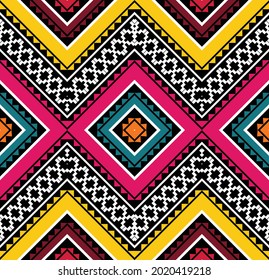 Geometric ethnic pattern vector background. seamless pattern traditional,Design for background, wallpaper, Batik, fabric, carpet, clothing, wrapping, and textile. Colorful ethnic pattern illustration.