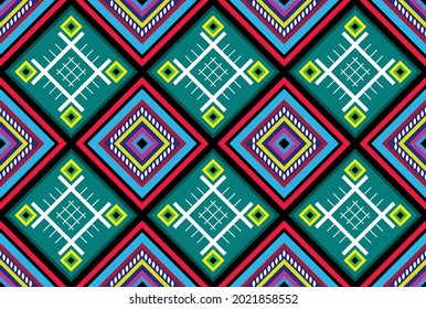 Geometric ethnic pattern vector background. seamless pattern traditional,Design for background, wallpaper, Batik, fabric, carpet, clothing, wrapping, and textile. Colorful ethnic pattern illustration.