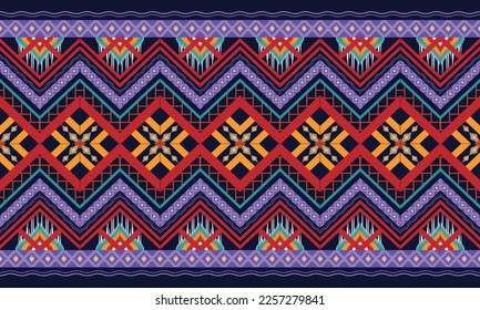 Geometric ethnic pattern vector background. seamless pattern traditional,Design for background, wallpaper, Batik, fabric, carpet, clothing, wrapping, and textile. Colorful ethnic pattern