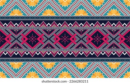 Geometric ethnic pattern vector background. seamless pattern traditional,Design for background, wallpaper, Batik, fabric, carpet, clothing, wrapping, and textile. Colorful ethnic pattern