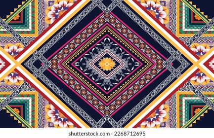 Geometric ethnic pattern vector background. seamless pattern traditional,Design for background, wallpaper, Batik, fabric, carpet, clothing, wrapping, and textile. Colorful ethnic pattern