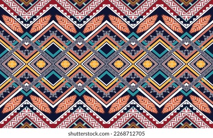 Geometric ethnic pattern vector background. seamless pattern traditional,Design for background, wallpaper, Batik, fabric, carpet, clothing, wrapping, and textile. Colorful ethnic pattern