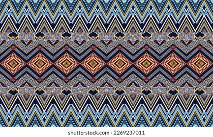 Geometric ethnic pattern vector background. seamless pattern traditional,Design for background, wallpaper, Batik, fabric, carpet, clothing, wrapping, and textile. Colorful ethnic pattern
