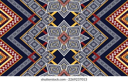 Geometric ethnic pattern vector background. seamless pattern traditional,Design for background, wallpaper, Batik, fabric, carpet, clothing, wrapping, and textile. Colorful ethnic pattern