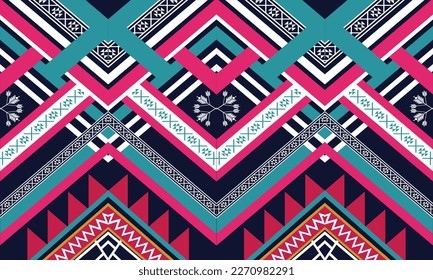Geometric ethnic pattern vector background. seamless pattern traditional,Design for background, wallpaper, Batik, fabric, carpet, clothing, wrapping, and textile. Colorful ethnic pattern