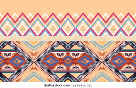 Geometric ethnic pattern vector background. seamless pattern traditional,Design for background, wallpaper, Batik, fabric, carpet, clothing, wrapping, and textile. Colorful ethnic pattern