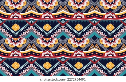 Geometric ethnic pattern vector background. seamless pattern traditional,Design for background, wallpaper, Batik, fabric, carpet, clothing, wrapping, and textile. Colorful ethnic pattern