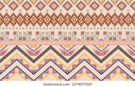 Geometric ethnic pattern vector background. seamless pattern traditional,Design for background, wallpaper, Batik, fabric, carpet, clothing, wrapping, and textile. Colorful ethnic pattern