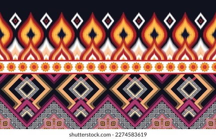 Geometric ethnic pattern vector background. seamless pattern traditional,Design for background, wallpaper, Batik, fabric, carpet, clothing, wrapping, and textile. Colorful ethnic pattern