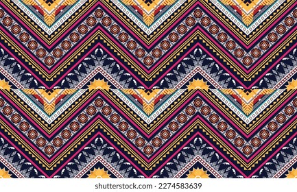 Geometric ethnic pattern vector background. seamless pattern traditional,Design for background, wallpaper, Batik, fabric, carpet, clothing, wrapping, and textile. Colorful ethnic pattern