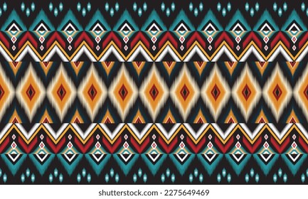 Arrière-plan vectoriel motif géométrique ethnique. motif harmonieux traditionnel, Création pour fond d'écran, fond d'écran, Batik, tissu, tapis, vêtements, enveloppement et textile. Motif ethnique coloré