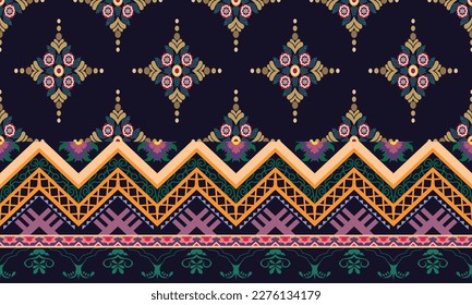 Geometric ethnic pattern vector background. seamless pattern traditional,Design for background, wallpaper, Batik, fabric, carpet, clothing, wrapping, and textile. Colorful ethnic pattern