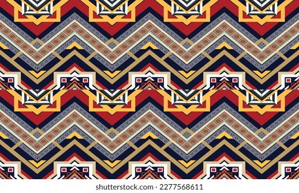 Geometric ethnic pattern vector background. seamless pattern traditional,Design for background, wallpaper, Batik, fabric, carpet, clothing, wrapping, and textile. Colorful ethnic pattern