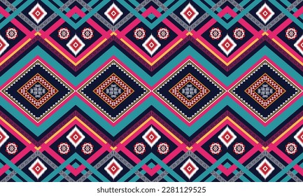 Geometric ethnic pattern vector background. seamless pattern traditional,Design for background, wallpaper, Batik, fabric, carpet, clothing, wrapping, and textile. Colorful ethnic pattern illustration